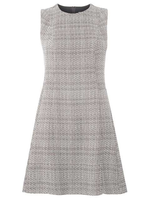 Monochrome Check Sleeveless Fit And Flare Dress